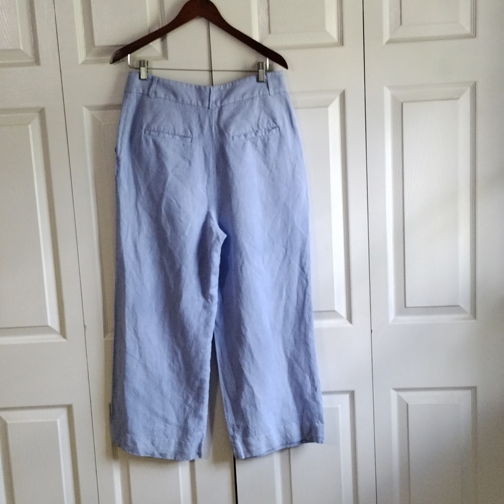 Loft wide leg 100 Linen ZIP front pants size 8 P - Picture 6 of 9